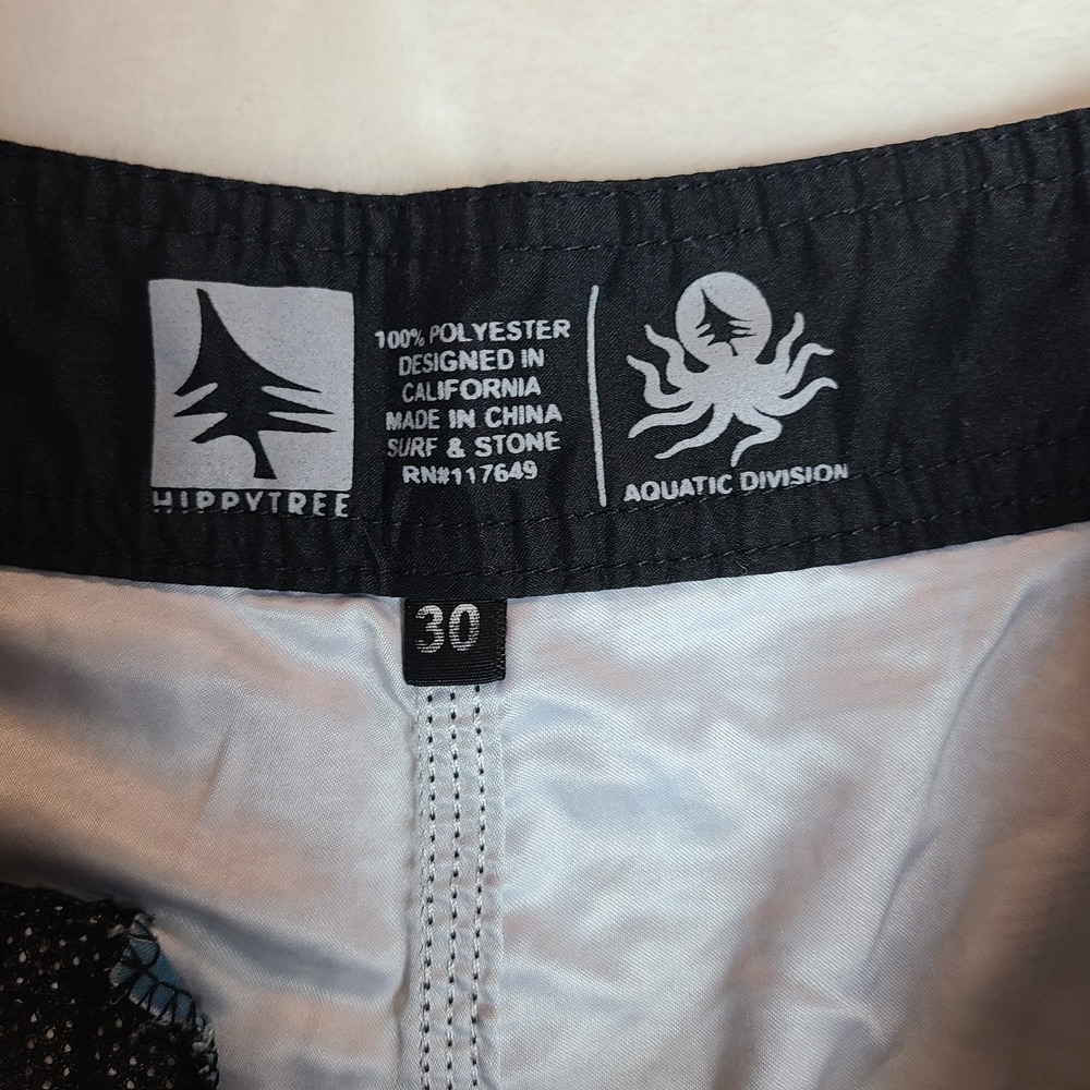 Hippy Tree Men's Shorts Size 30 Beach Drawstring Pocket Stretch Nature Print - Picture 9 of 14